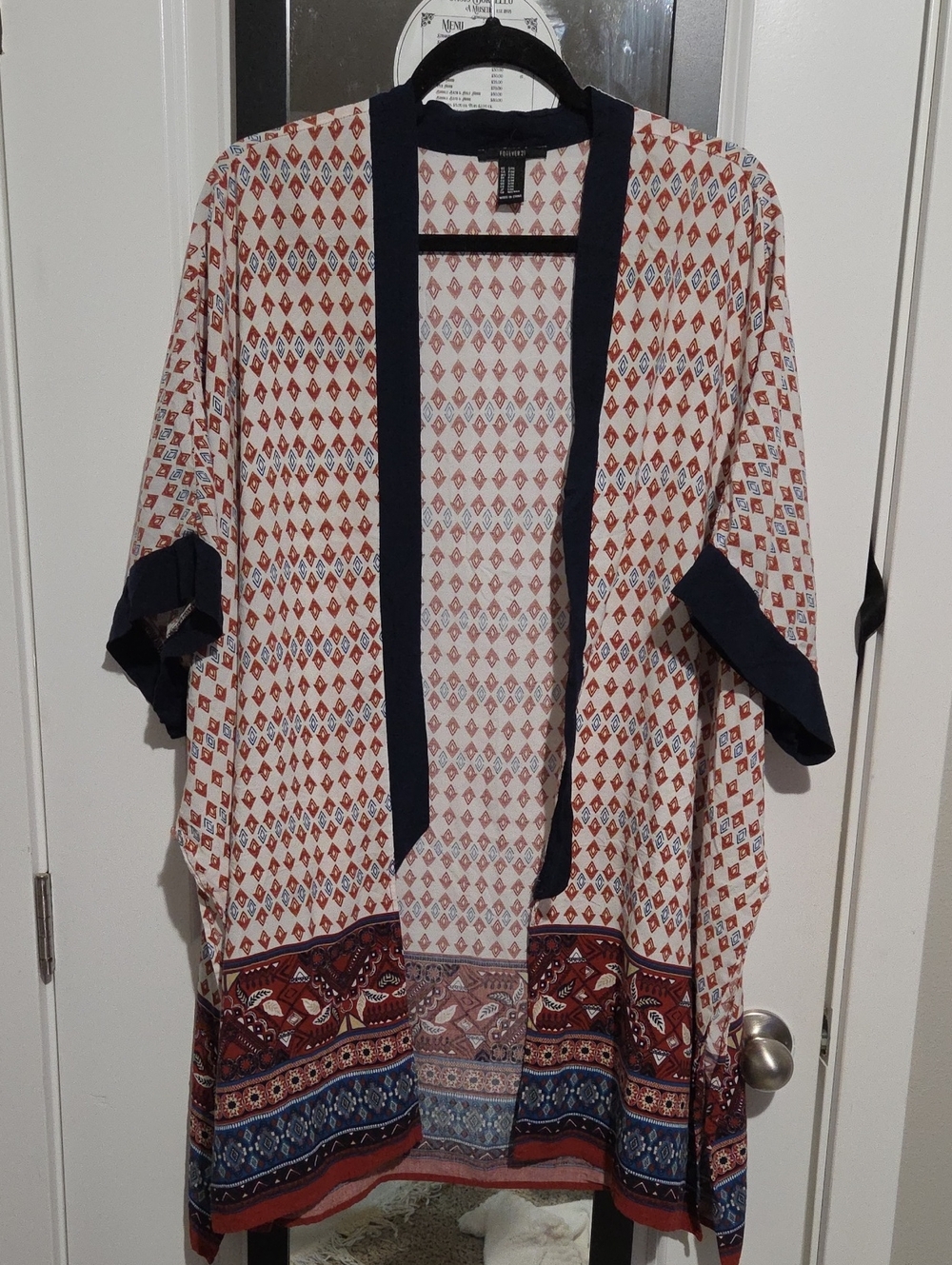 Forever 21 Navy and Rust Patterned Women’s Shirt